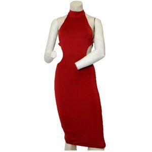 Red Bodycon Cutout Dress – 95% Polyester, 5% Spandex